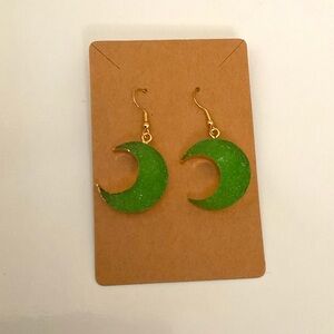 Fashion Jewelry Vibrant Green Moon Earrings